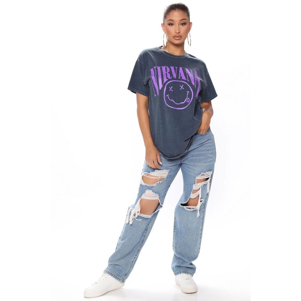 NIRVANA Black and Purple Short Sleeve Tee